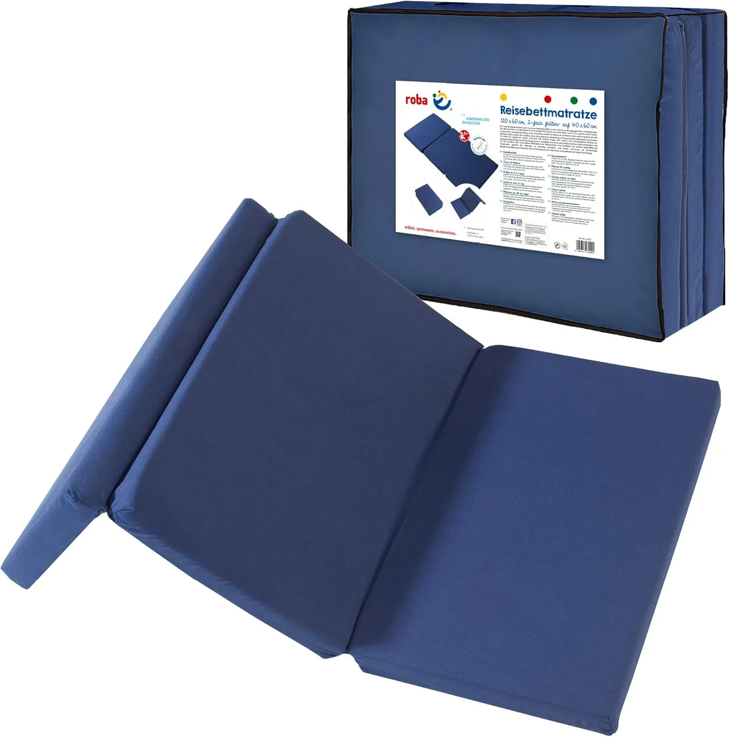 0269 Matelas de Lit Voyage Bleu Foncé 120 x 60 cm