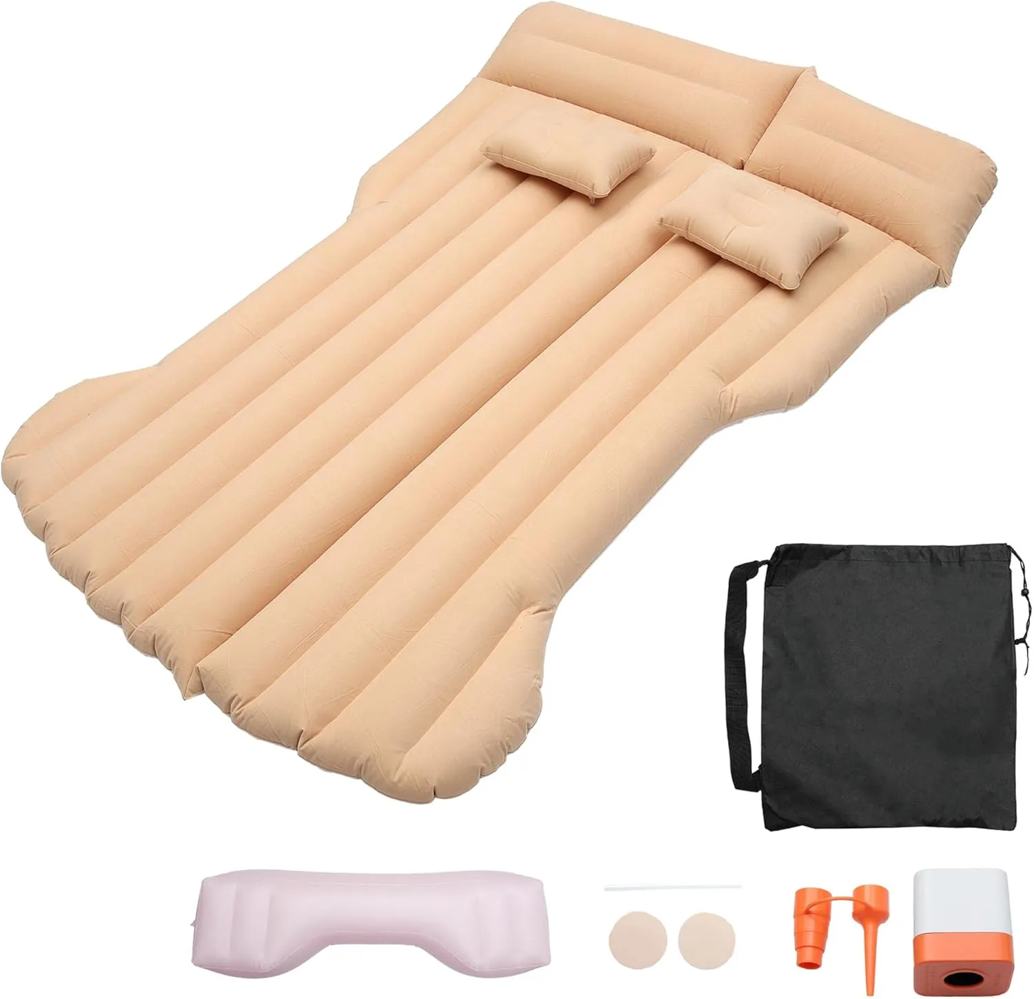 1 Set Car Air Mattress for Tesla Model Y Beige Inflatable Thickened Camping Bed Cushion Pillow Flocking Mattress