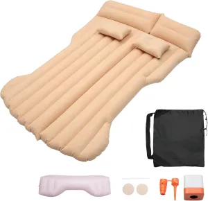 1 Set Car Air Mattress for Tesla Model Y Beige Inflatable Thickened Camping Bed Cushion Pillow Flocking Mattress