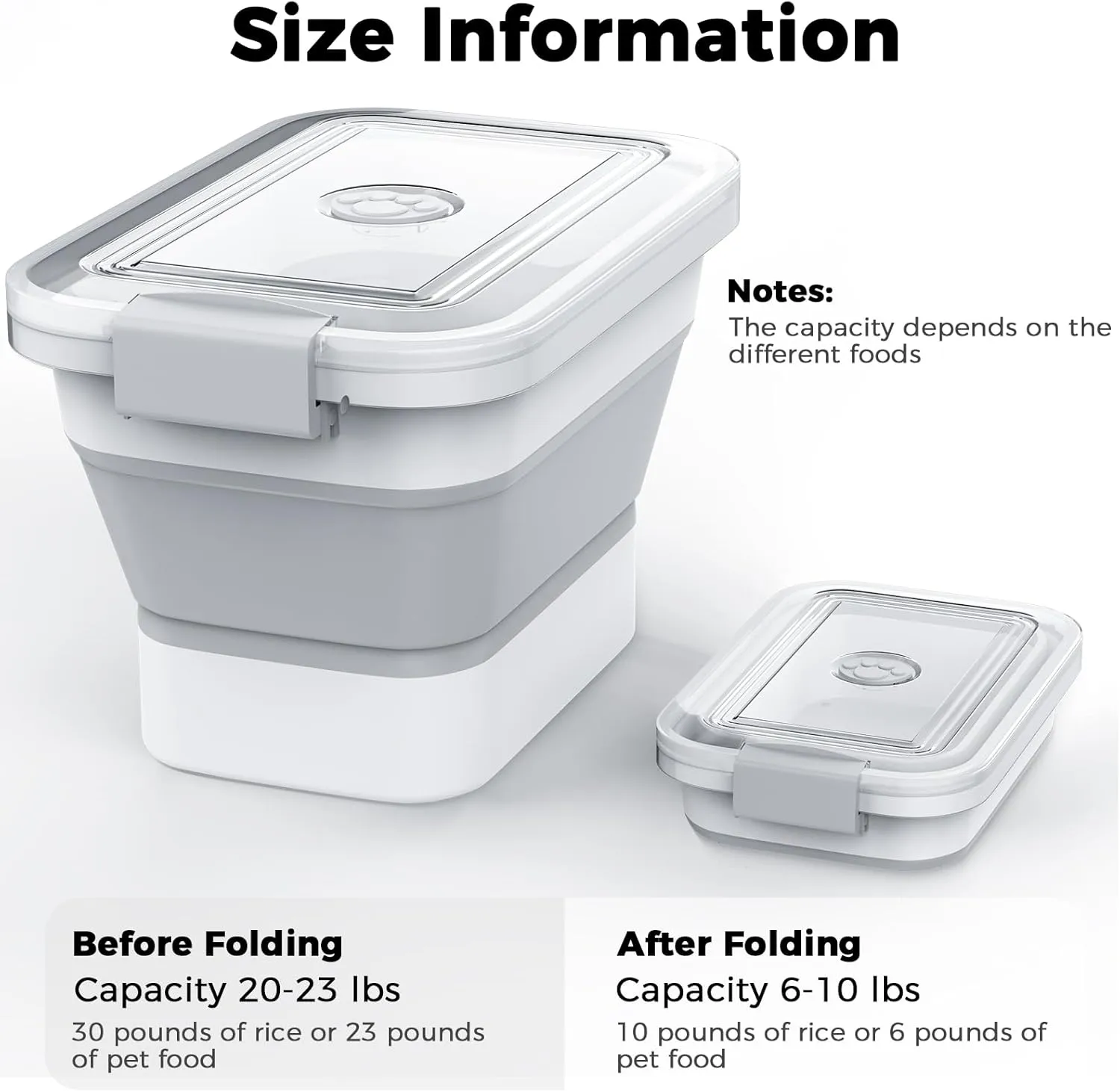10-13 Lbs Dog Food Storage Container,Collapsible Dog Food Container with Transparent Airtight Lid,Pet Food Scoop and Dog Bowl,Multifunctional Food Storage Container for Pet Food,Rice,Flour