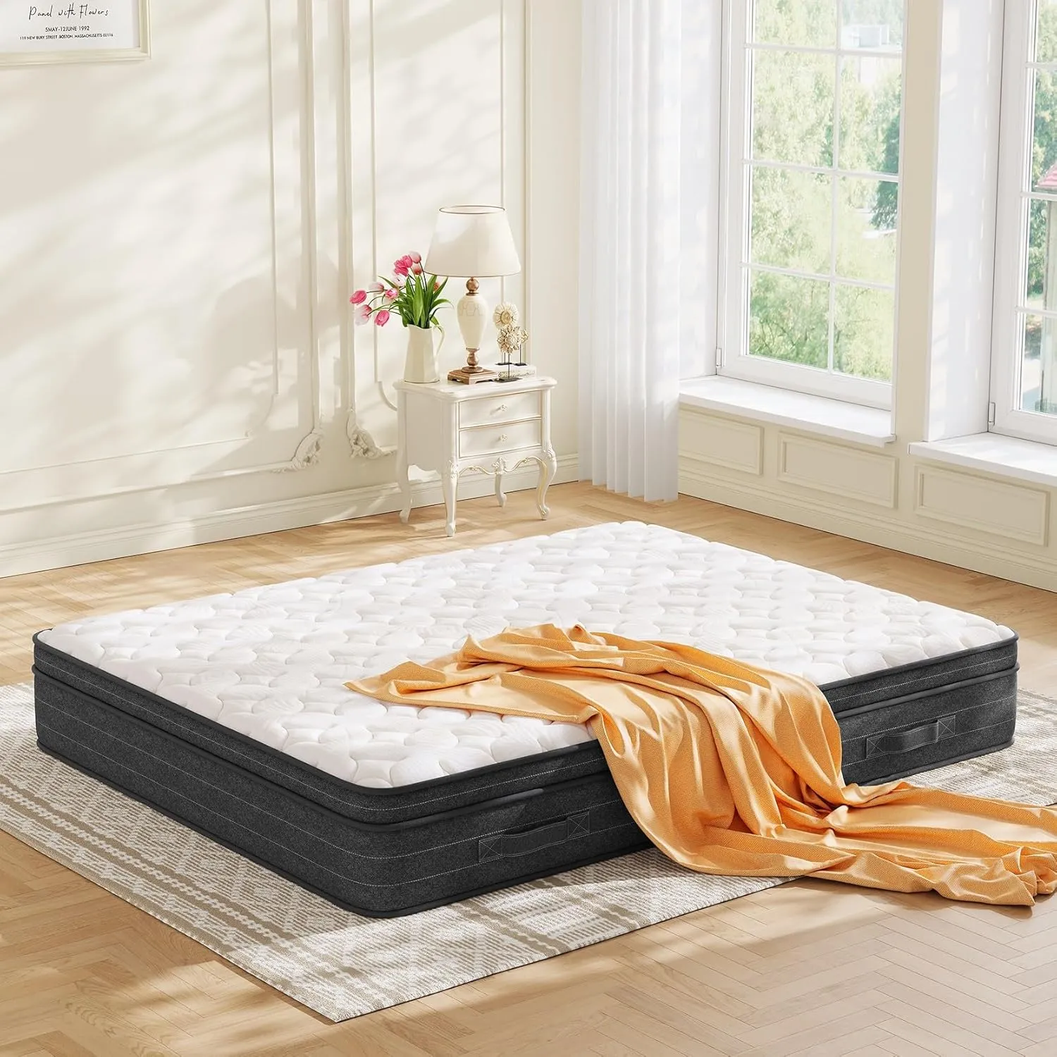 10 Inch Queen Mattress in a Box for Back Pain, Medium Firm Feel Fiberglass Free Hybrid Mattress with Individual Pocket Springs and Pressure-Relieving Memory Foam, CertiPUR-US 120-Night Trial