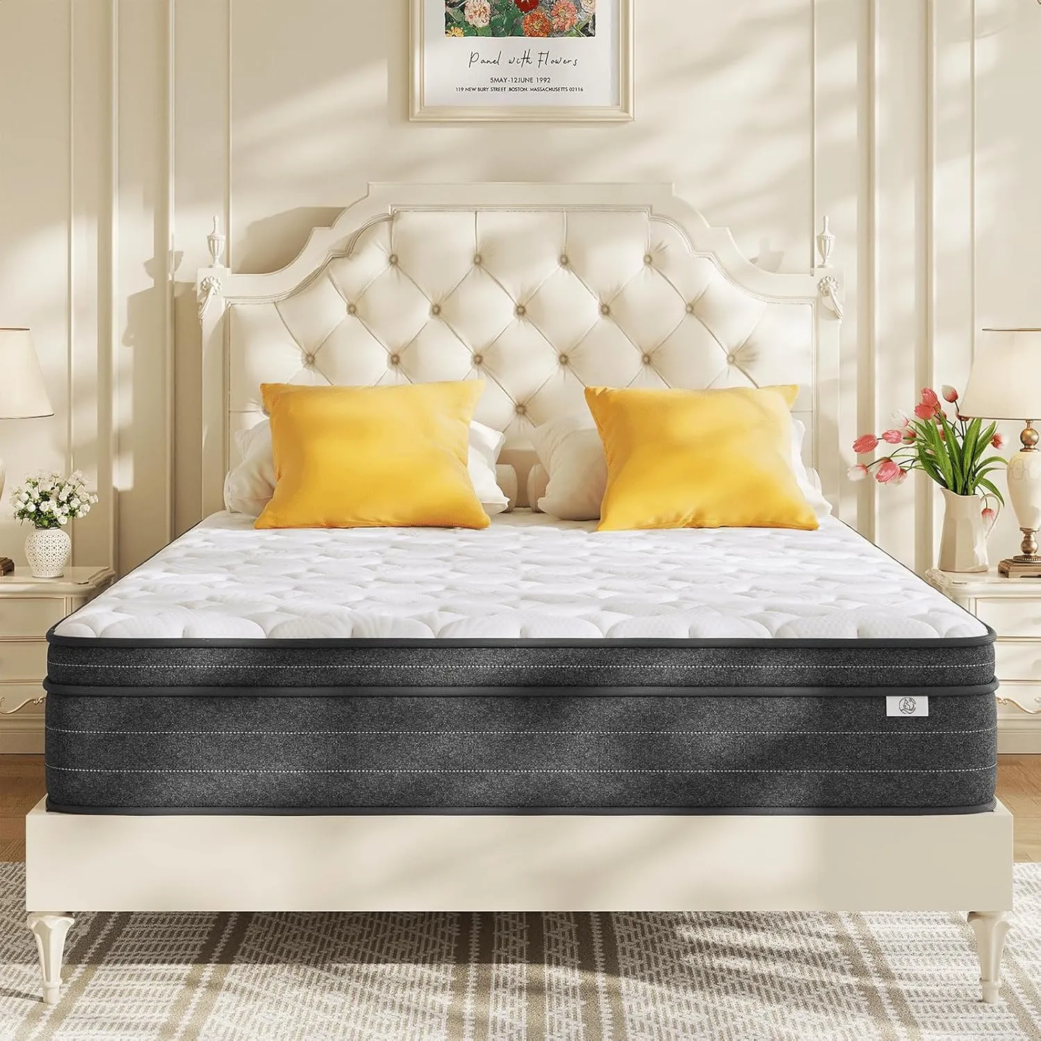 10 Inch Queen Mattress in a Box for Back Pain, Medium Firm Feel Fiberglass Free Hybrid Mattress with Individual Pocket Springs and Pressure-Relieving Memory Foam, CertiPUR-US 120-Night Trial