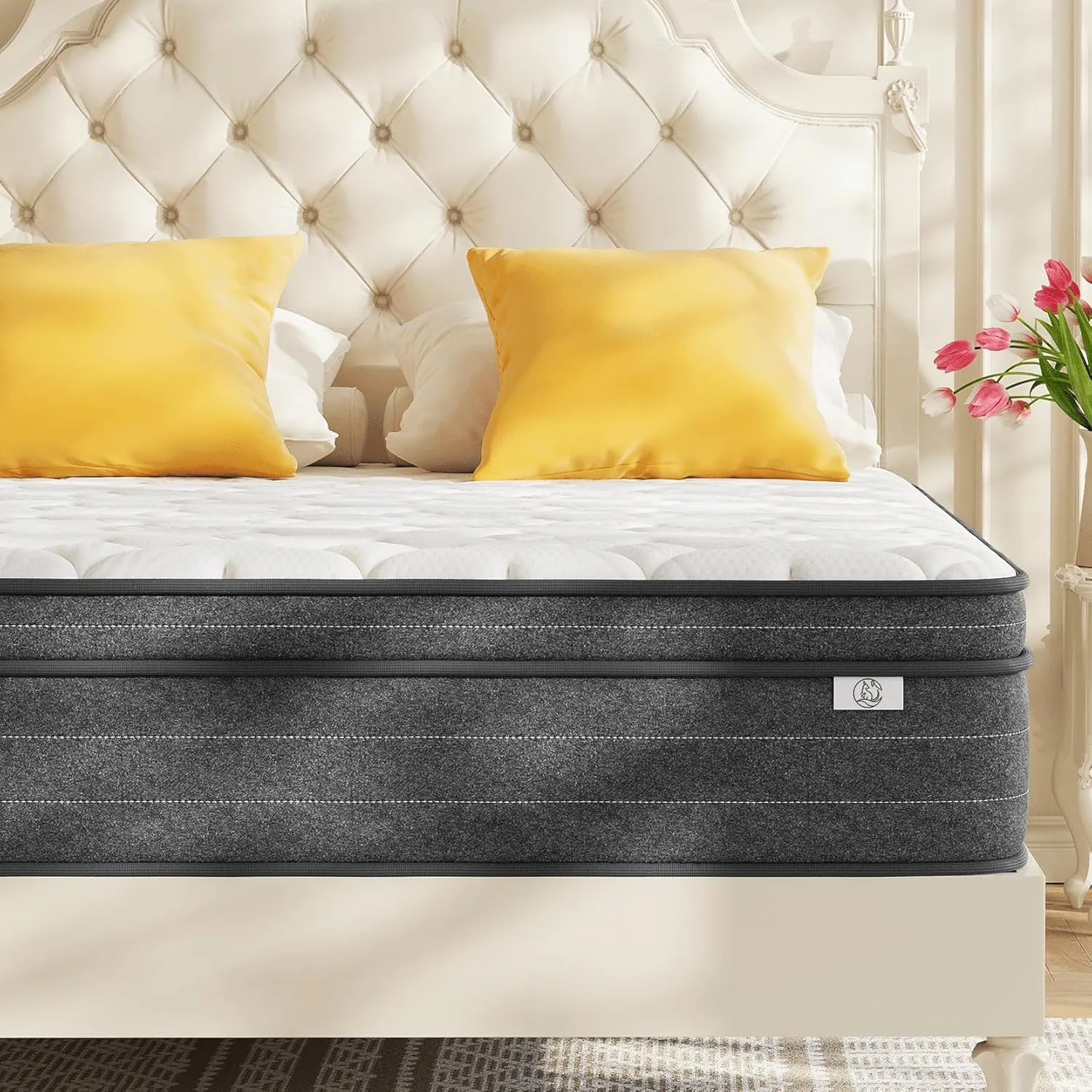 10 Inch Queen Mattress in a Box for Back Pain, Medium Firm Feel Fiberglass Free Hybrid Mattress with Individual Pocket Springs and Pressure-Relieving Memory Foam, CertiPUR-US 120-Night Trial