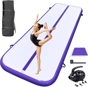 10ft 13ft 16ft 20ft Inflatable Air Gymnastics Mat Track Tumbling Mats with Electric Air Pump 4 Inches Thich for Home Use/Training/Yoga/Outdoor/Water