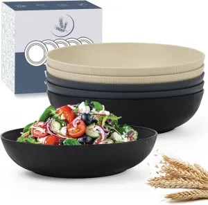 10inch Wheat Straw Big Bowls Set of 6 - Large Salad Bowls 65oz - Unbreakable Serving Bowls Microwave & Dishwasher Safe for restaurant - Big Plastic Bowls for Cereal,Salad - Classic Series