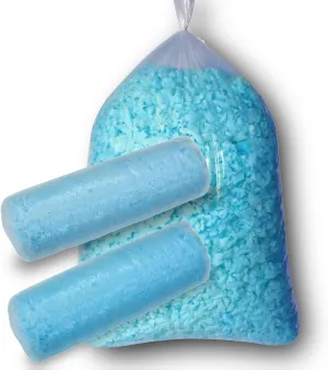 10lbs Shredded Memory Foam Bean Bag Filler with Added Gel Particles - Soft & Convenient for Couch Cushions, Dog Beds, Arts & Crafts (Blue, 2 * 5 Pound)