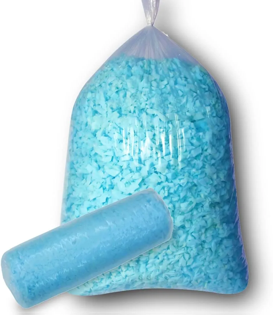10lbs Shredded Memory Foam Bean Bag Filler with Added Gel Particles - Soft & Convenient for Couch Cushions, Dog Beds, Arts & Crafts (Blue, 2 * 5 Pound)