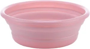 10" Multi-Purpose Collapsible Dish Tub Bowl BPA-Free Round Lightweight Collapsible Wash Basin Small Portable Travel Tub Space Saving for Dishing, Fruit, and Camping, Hiking and Home (Pink)