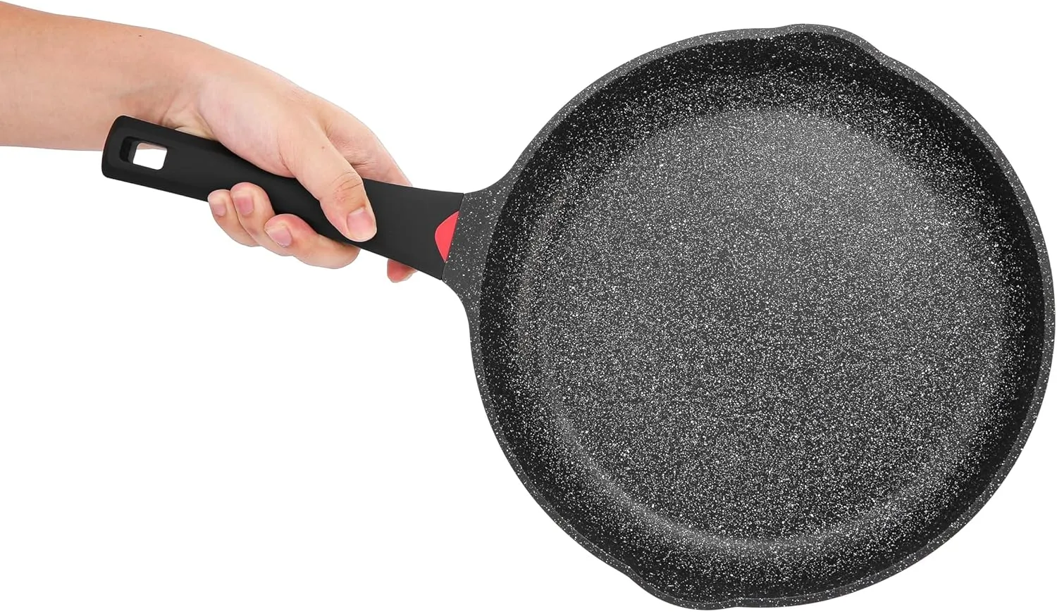 11 Inch Non Stick Frying Pans Granite Coated with Pour Spout - Lightweight 2.9 Quart Skillets and Frying Pans with Comfort Stay Cool Grip Handle - Induction Compatible PFOA Free Cookware (Black)