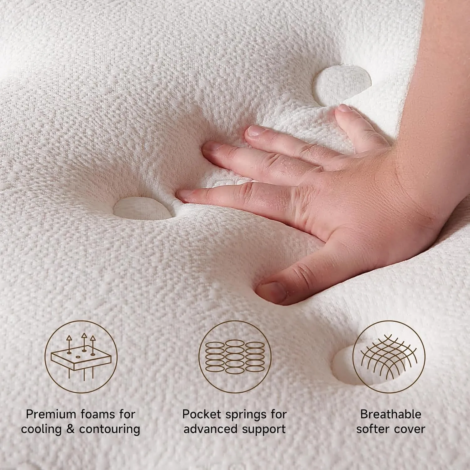 12 Inch King Hybrid Mattress, Cooling Gel Memory Foam & Zoned Pocket Coils, Pressure Relief, Motion Isolation, Breathable Bed in a Box, CertiPUR-US Certified