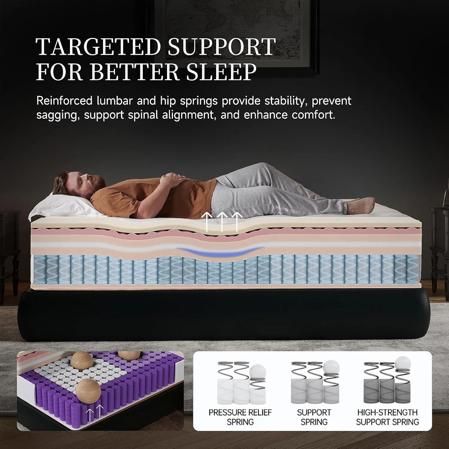 12 Inch King Hybrid Mattress, Cooling Gel Memory Foam & Zoned Pocket Coils, Pressure Relief, Motion Isolation, Breathable Bed in a Box, CertiPUR-US Certified