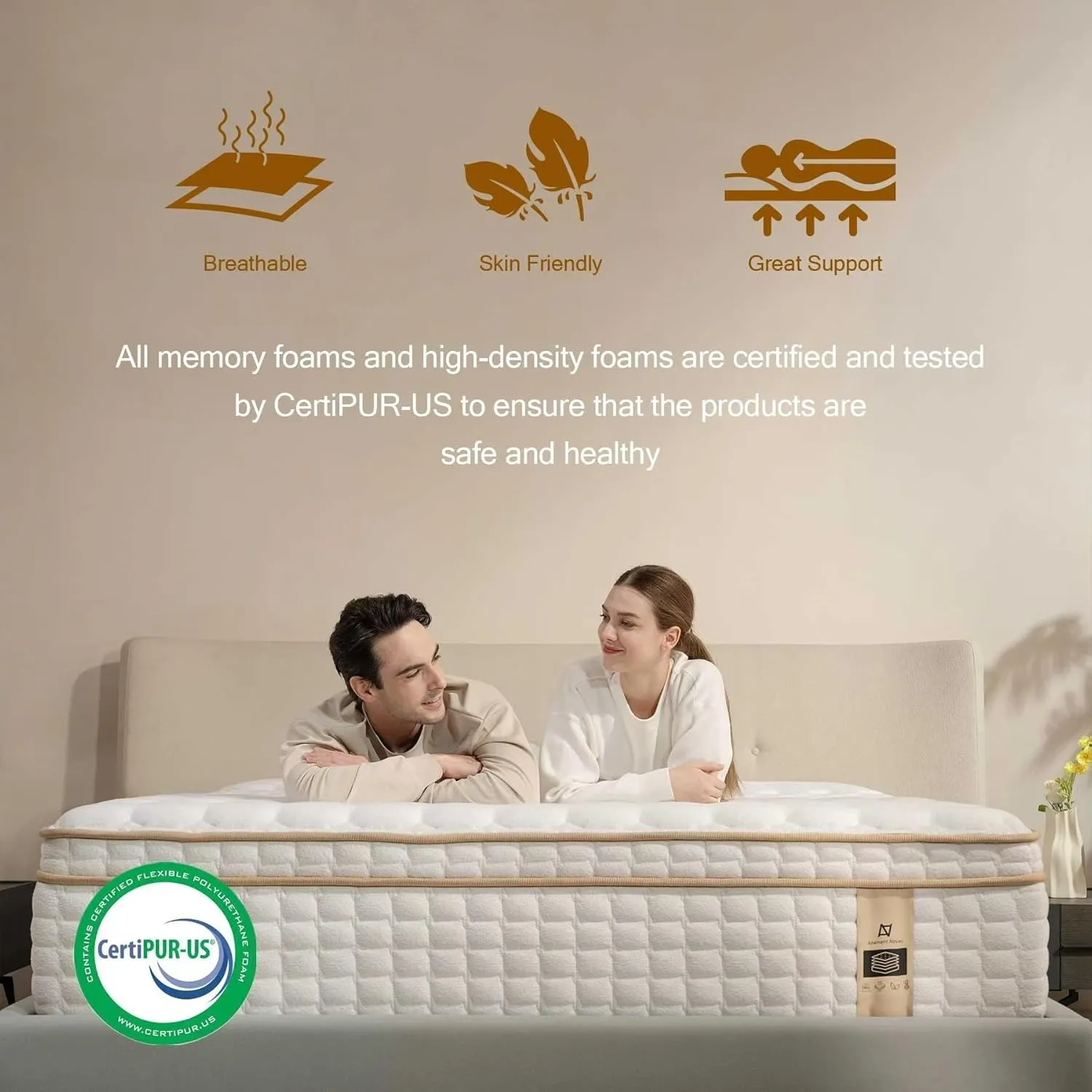 12 Inch King Size Mattress in a Box, Memory Foam Hybrid Mattress for Motion Isolation, Pocket Spring and Soft Foam, Pressure Relief, Medium Firm Support