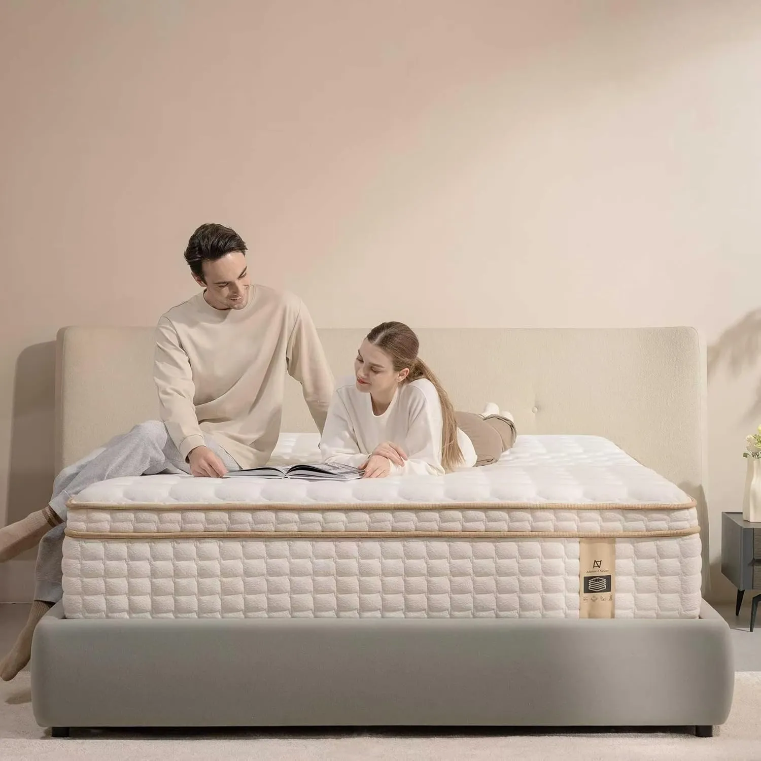 12 Inch King Size Mattress in a Box, Memory Foam Hybrid Mattress for Motion Isolation, Pocket Spring and Soft Foam, Pressure Relief, Medium Firm Support