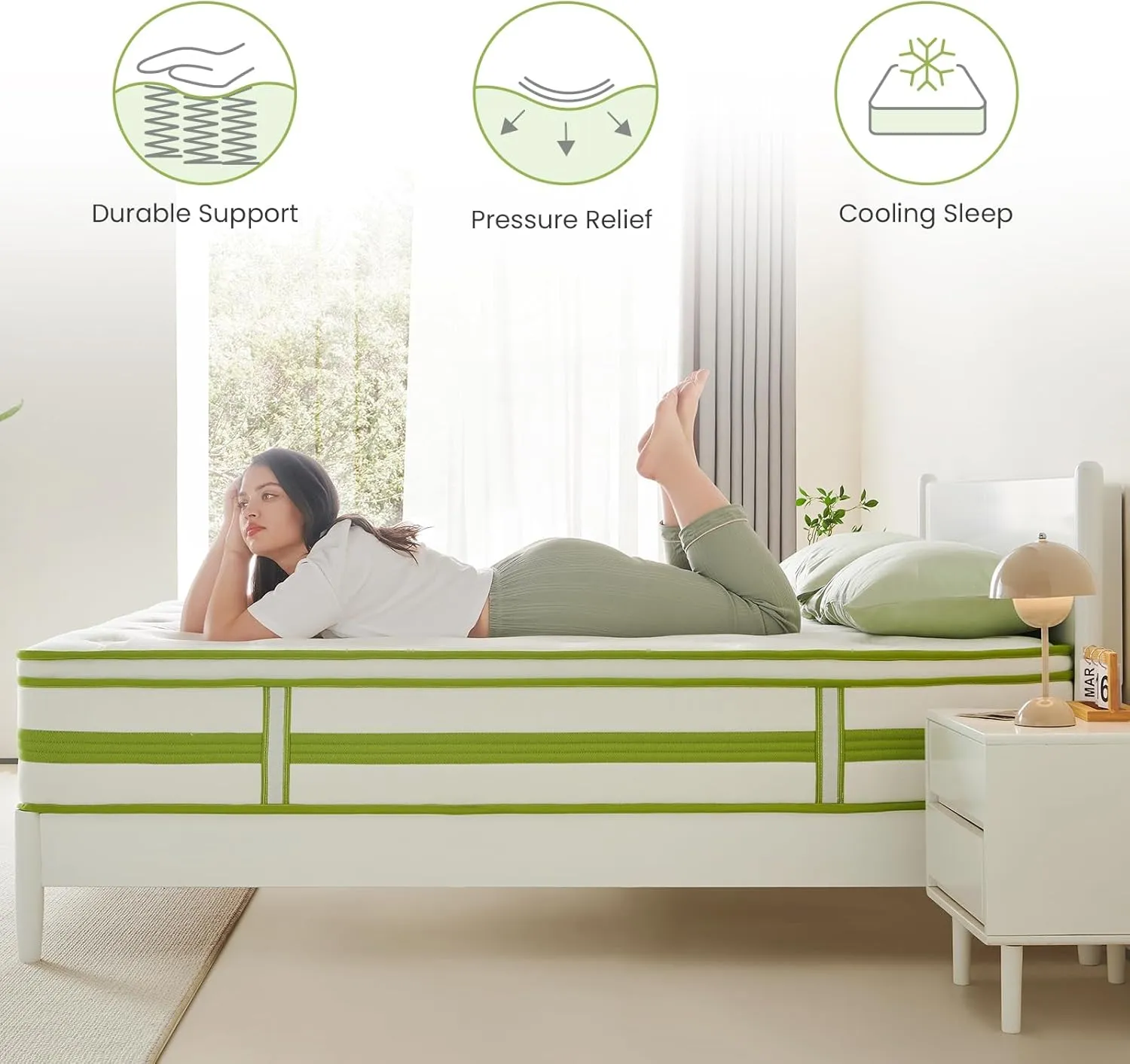 12 Inch Queen Mattress, Hybrid Mattress Queen in a Box, Gel Memory Foam and Pocket Springs for Cooling Sleep and Pressure Relief, Organic Cotton Fabric Cover, Plush Feel, 80 * 60 * 12 Inch