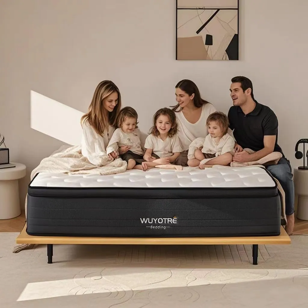 14 Inch Queen Size Mattress, Cooling Memory Foam Mattresses in a Box with Independent Spring,Soft and Breathable Hybrid Mattresses,Back Pain Relief,CertiPUR-US,Medium