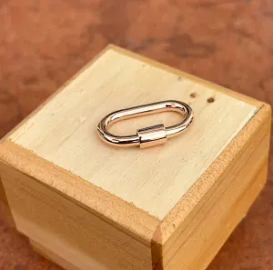 14KT Rose Gold Oval Carabiner Clasp Pendant Holder