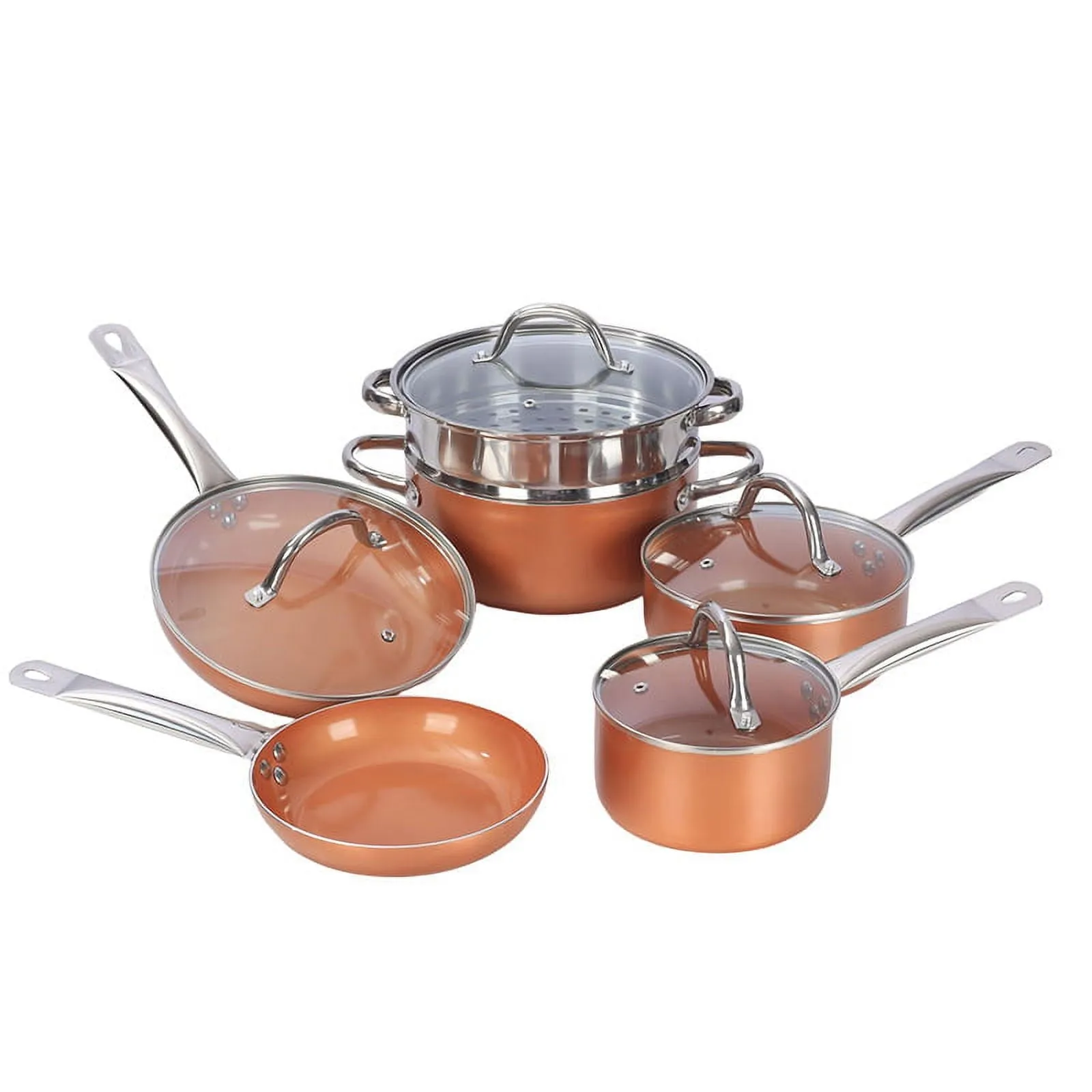 15 Piece Cookwear Set, Pots and Pans Set Nonstick Clearance,Includes Frying Pans, Stock Pots and Skillets for Kitchen