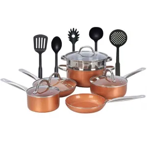 15 Piece Cookwear Set, Pots and Pans Set Nonstick Clearance,Includes Frying Pans, Stock Pots and Skillets for Kitchen