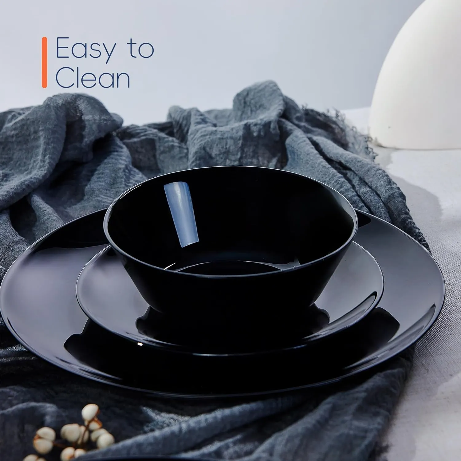 16OZ Black Opal Glass Cereal and Soup Bowl Set of 4, 6 inch Dishwasher & Microwave Safe Round Bowls for Salad and Rice