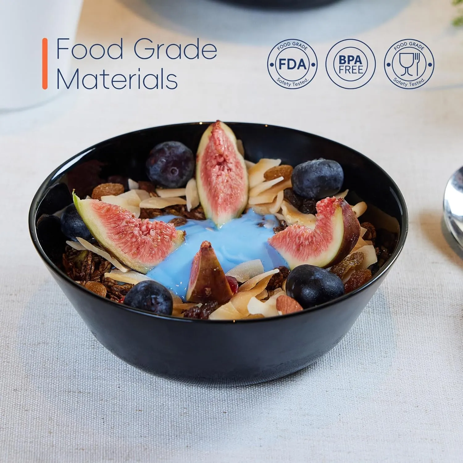 16OZ Black Opal Glass Cereal and Soup Bowl Set of 4, 6 inch Dishwasher & Microwave Safe Round Bowls for Salad and Rice