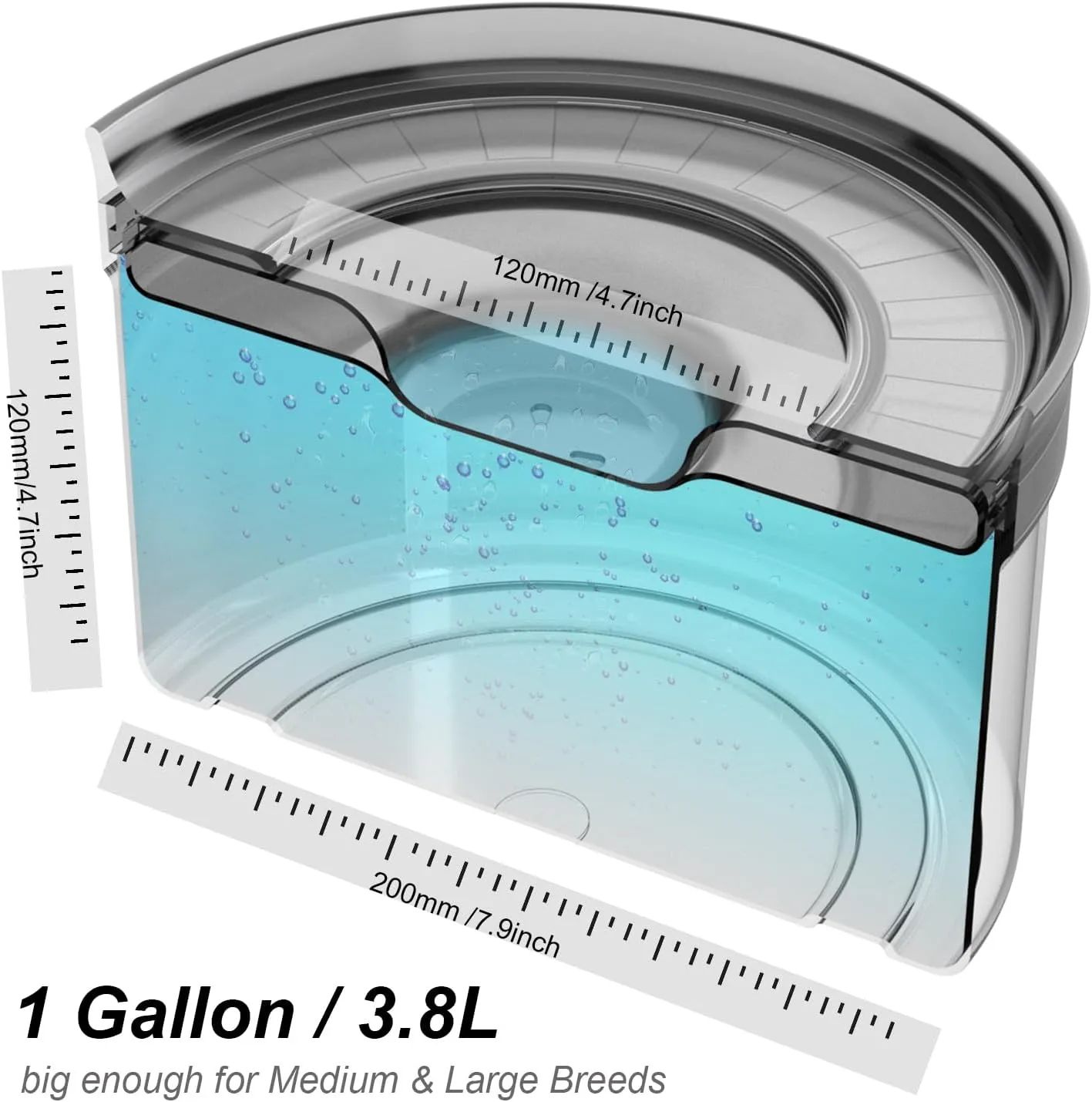 1Gallon No Spill Dog Water Bowl-3.8L Large Capacity, BPA-Free, Anti-Splash & Anti-Digging Design with Non-Slip Base for Messy Drinkers