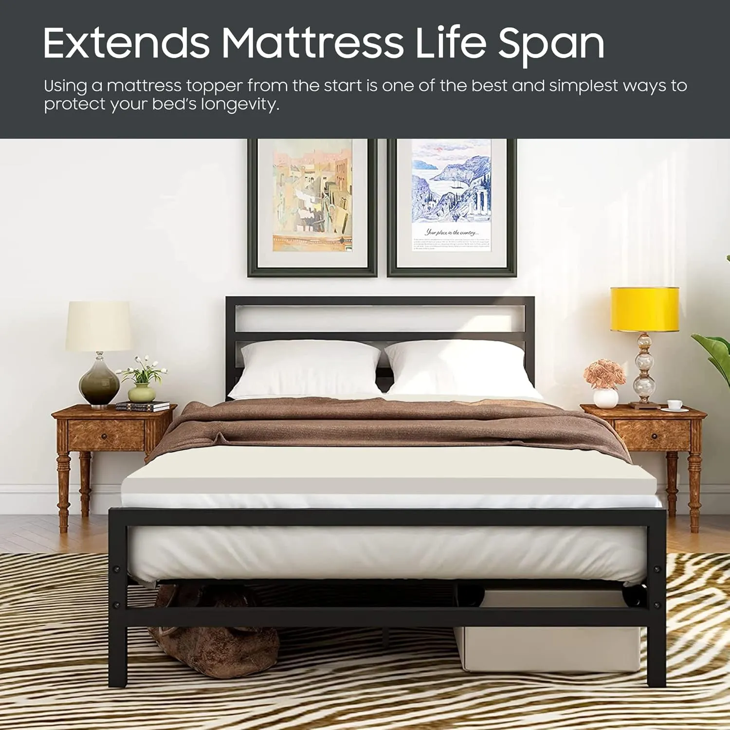 2-inch Breathable Foam Mattress Topper for Orthopedic Support | Premium Supporting Bed Pads with Luxurious Softness, Comfortable Bed Toppers for Back Pain and Better Sleep, Queen, White