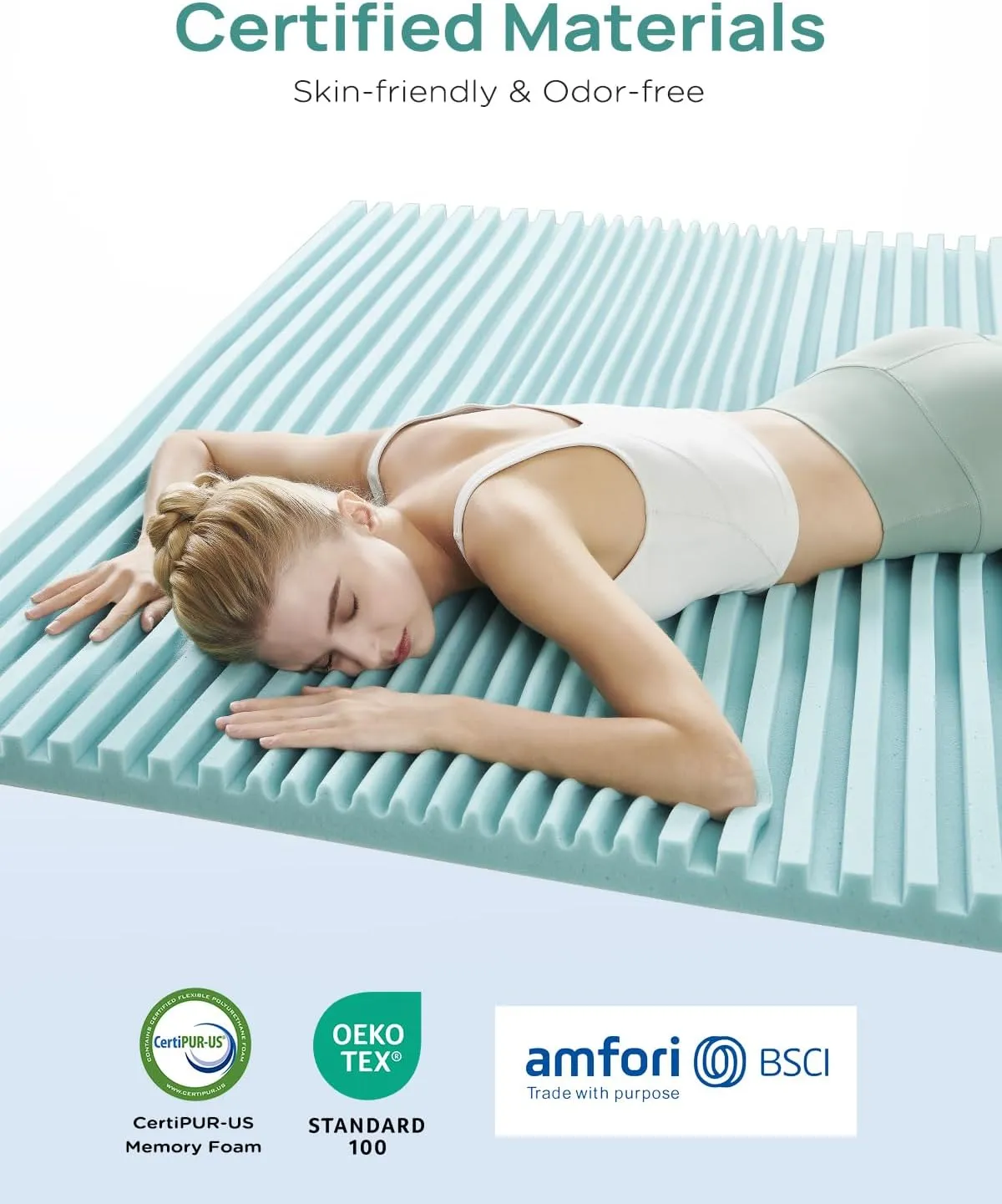 2 Inch Cooling Gel Memory Foam Mattress Topper Twin Size, 5-Zone Back Pain Relief Bed Topper, Orthopedic Pressure Relief Mattress Pad, Wave and Cube Ventilated Design, CertiPUR-US Certified