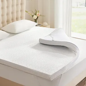 2 Inch Memory Foam Mattress Topper Queen, Memory Foam Pad with Removable & Washable Cover, Bed Topper for Back Pain, Non-Slip Ventilated Design, Queen Size