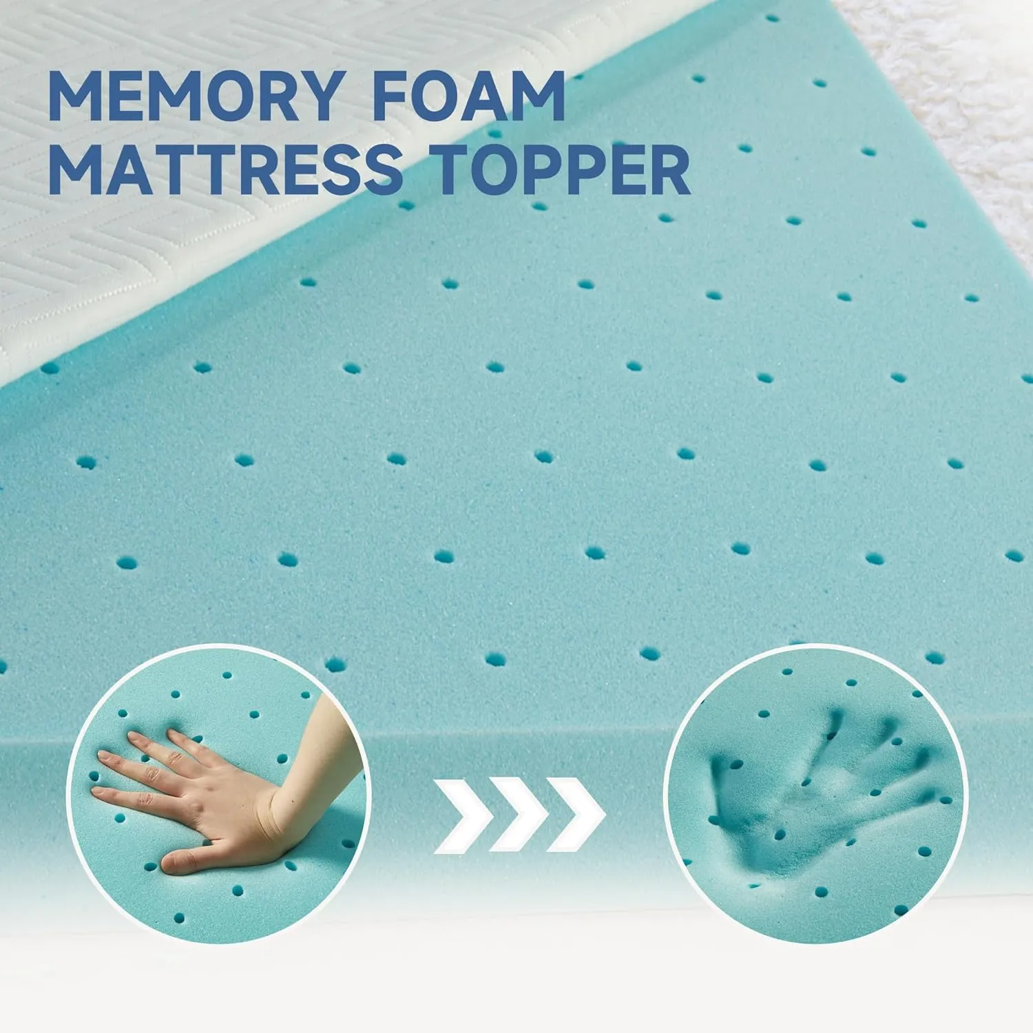 2 Inch Memory Foam Mattress Topper Twin, Memory Foam Pad with Removable & Washable Cover, Bed Topper for Back Pain, Non-Slip Ventilated Design, Twin Size
