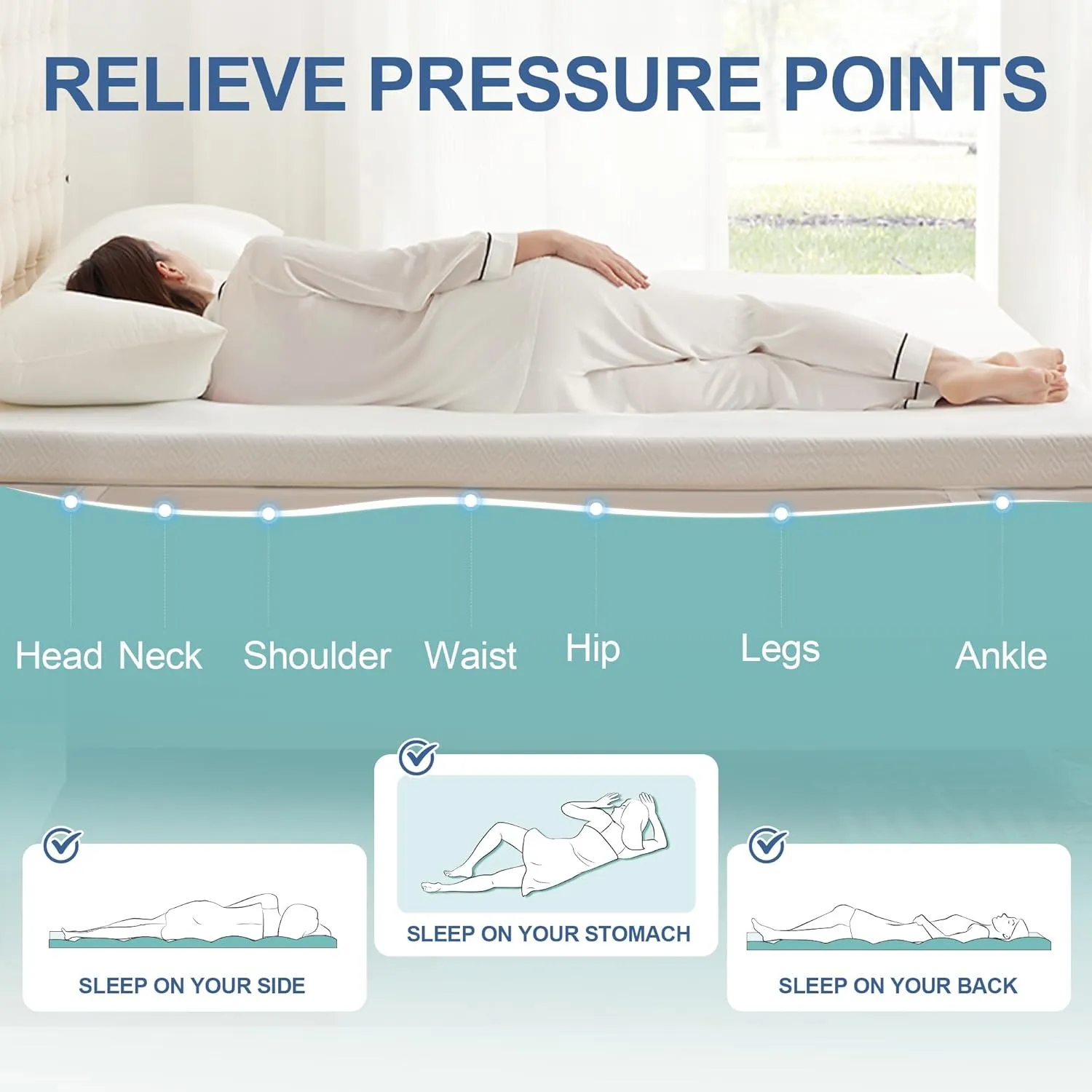 2 Inch Memory Foam Mattress Topper Twin, Memory Foam Pad with Removable & Washable Cover, Bed Topper for Back Pain, Non-Slip Ventilated Design, Twin Size