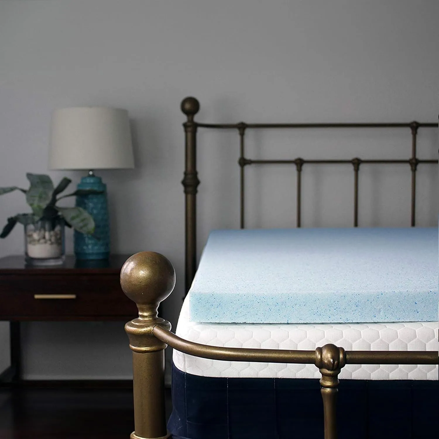 2 Inch RV Gel Memory Foam Mattress Topper, 3/4 Full Short (48x75), Blue