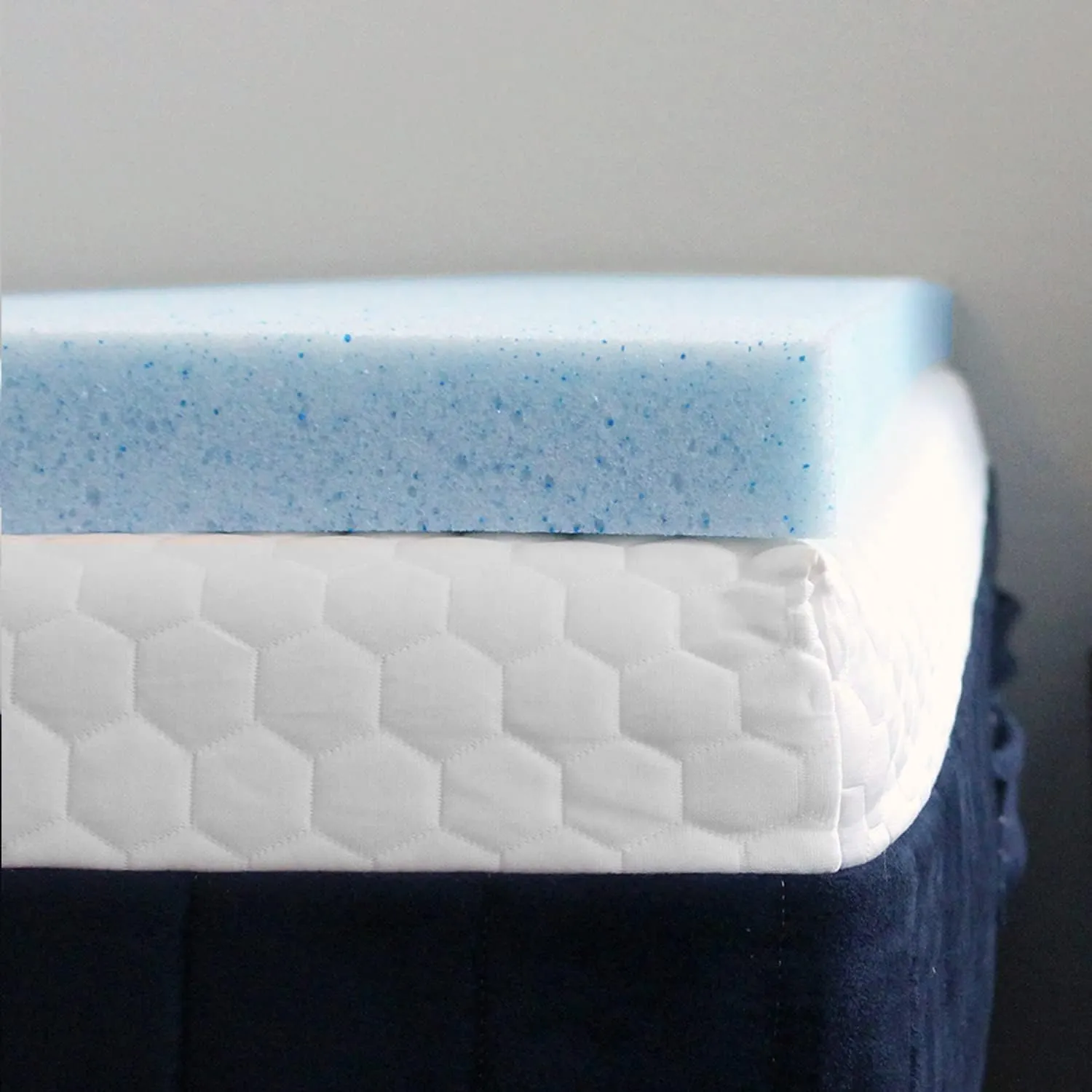 2 Inch RV Gel Memory Foam Mattress Topper, 3/4 Full Short (48x75), Blue