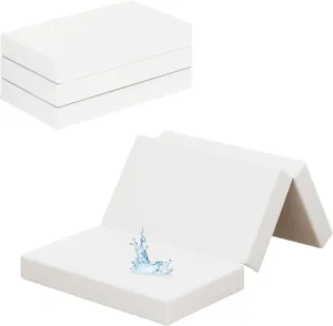 2 Inch Trifold 38x26 Mini Crib Mattress, Waterproof Removable Washable Cover, Premium High-Density Foam, Pure White