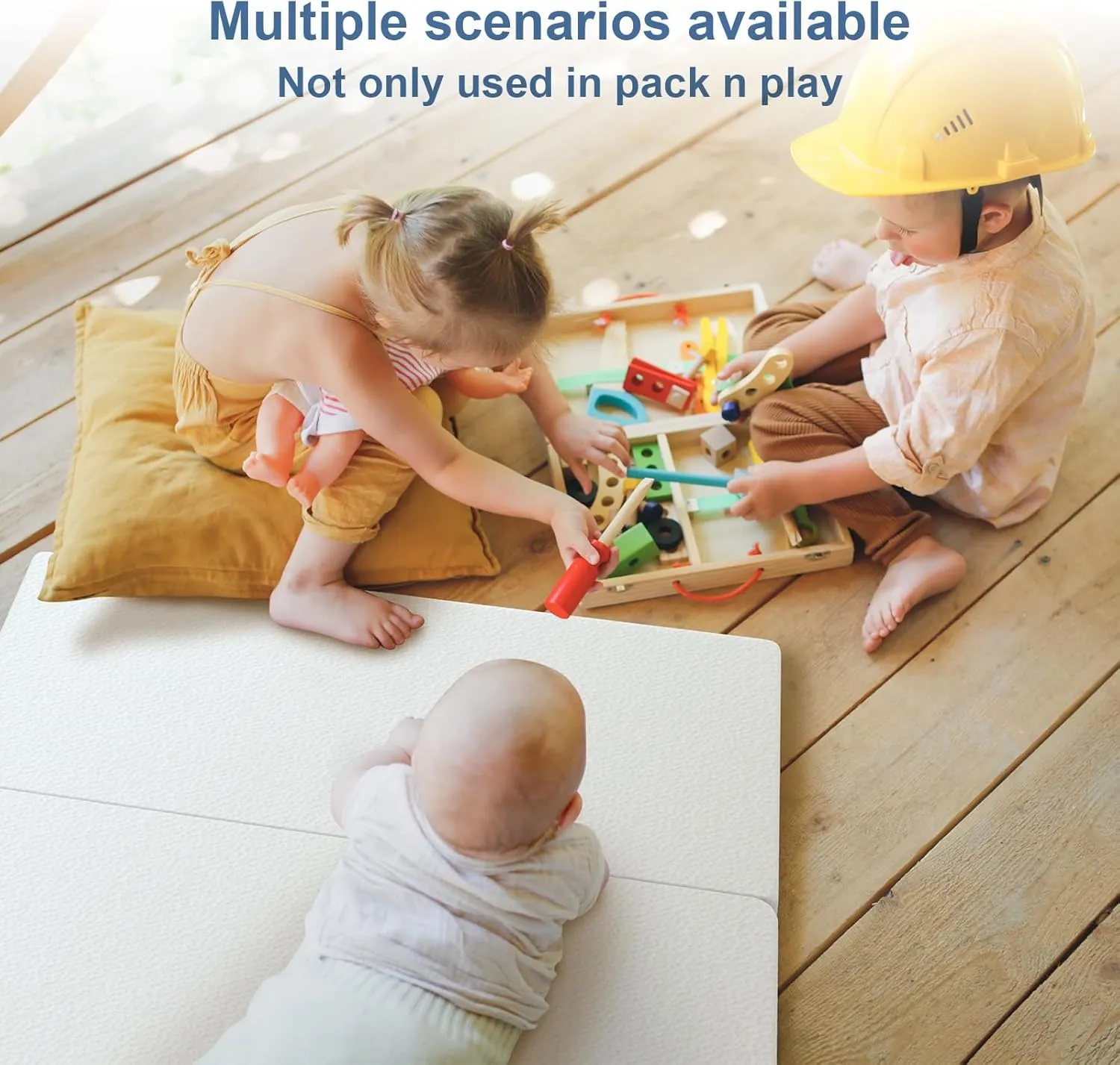 2 Inch Trifold 38x26 Mini Crib Mattress, Waterproof Removable Washable Cover, Premium High-Density Foam, Pure White