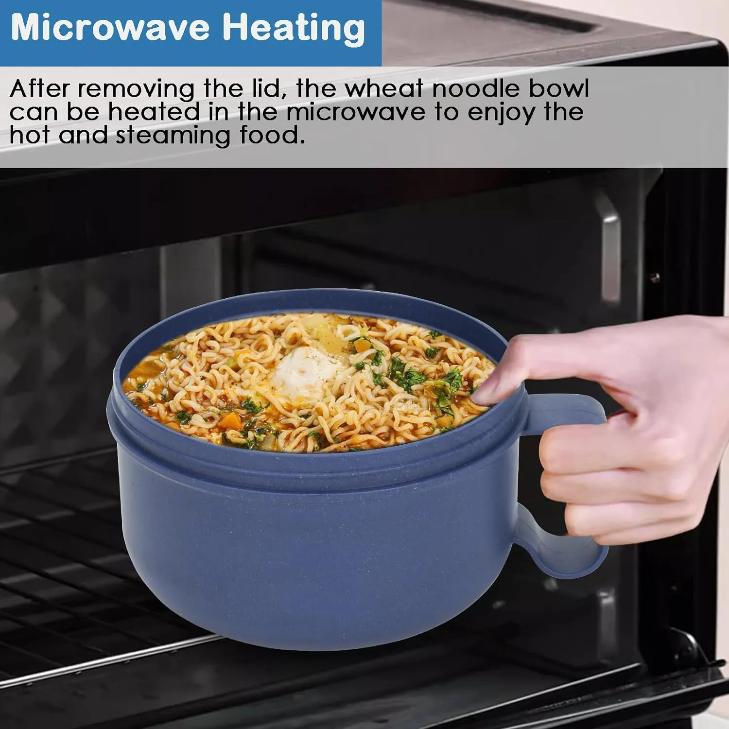 2 Pack Soup Bowl with Handles, Microwave Ramen Bowl with Lid for Soup and Instant Noodles,Oatmeal, Gumbo, Salad,BPA Free
