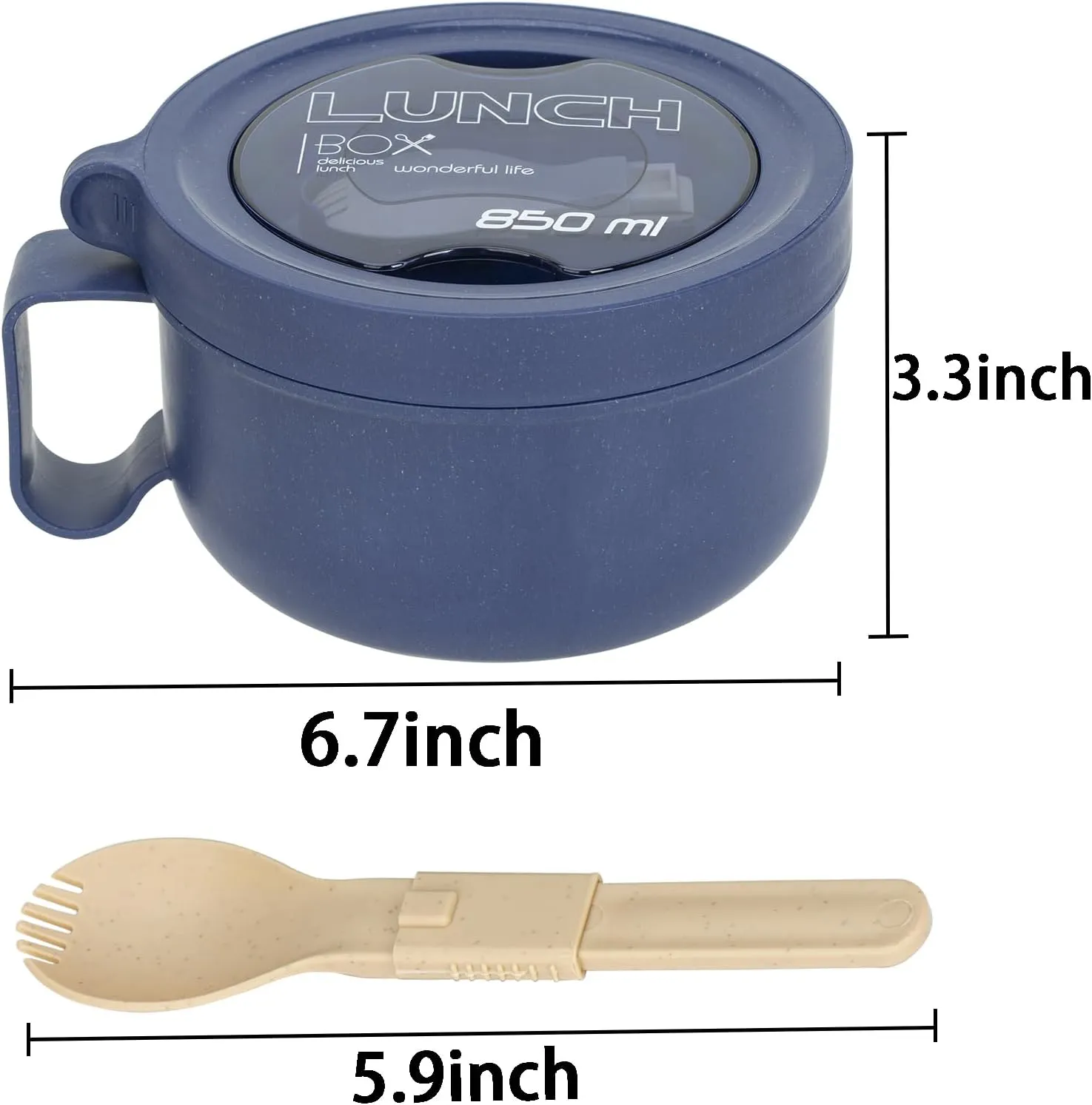 2 Pack Soup Bowl with Handles, Microwave Ramen Bowl with Lid for Soup and Instant Noodles,Oatmeal, Gumbo, Salad,BPA Free