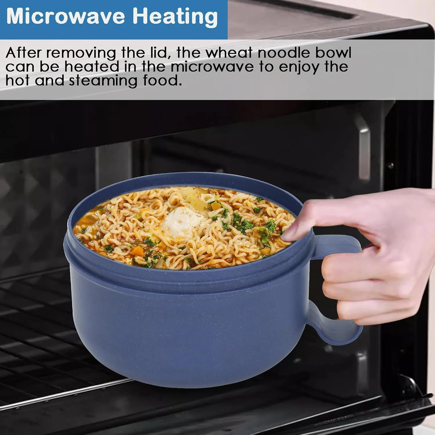 2 Pack Soup Bowl with Handles, Microwave Ramen Bowl with Lid for Soup and Instant Noodles,Oatmeal, Gumbo, Salad,BPA Free