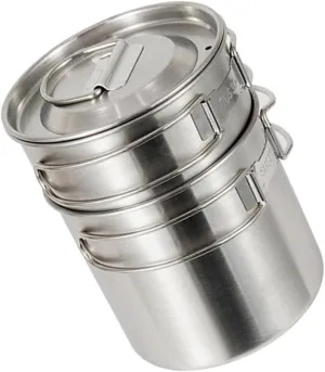 2-piece Stainless Steel Folding Pot Set Large Capacity Collapsible Camping Cup for Hiking Outdoor Picnic Bbq Portable Travel Bowl Safe Easy to Wash