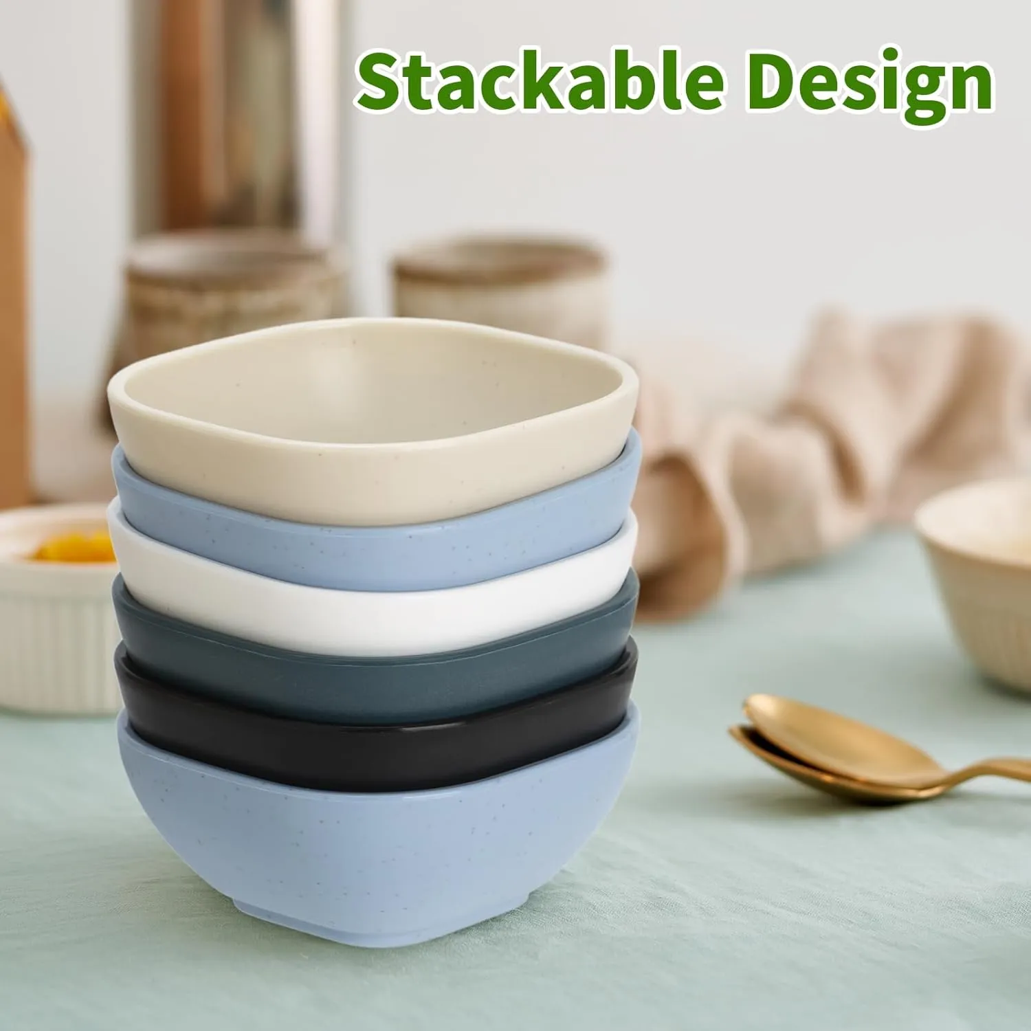20 Pack Small Bowls, 4.5 OZ Wheat Straw Soy Sauce Dishes, Unbreakable Dessert Bowls,Dipping Sauce Cups, Mini Prep Bowls,Snacks, Sauce Ketchup, BBQ (Cool tone)