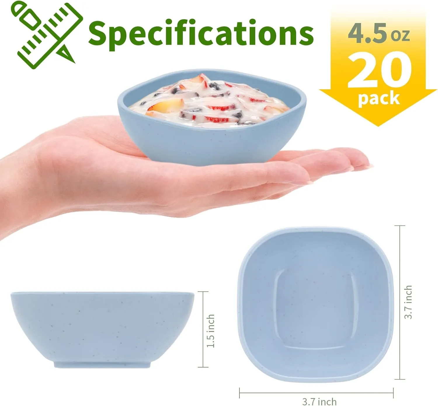 20 Pack Small Bowls, 4.5 OZ Wheat Straw Soy Sauce Dishes, Unbreakable Dessert Bowls,Dipping Sauce Cups, Mini Prep Bowls,Snacks, Sauce Ketchup, BBQ (Cool tone)
