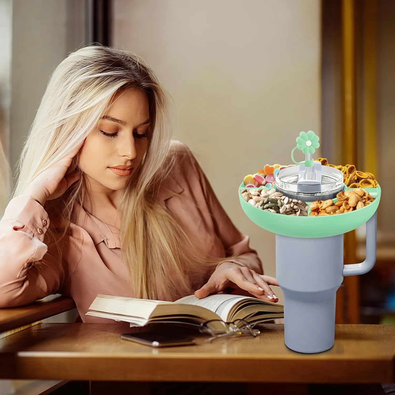 2025 Latest model Stanley Cup 30 oz Snack Bowl with Handle, Compatible with Stanley Cup40 oz with Handle, Stanley Accessories, Silicone (teal Snack Bowl)