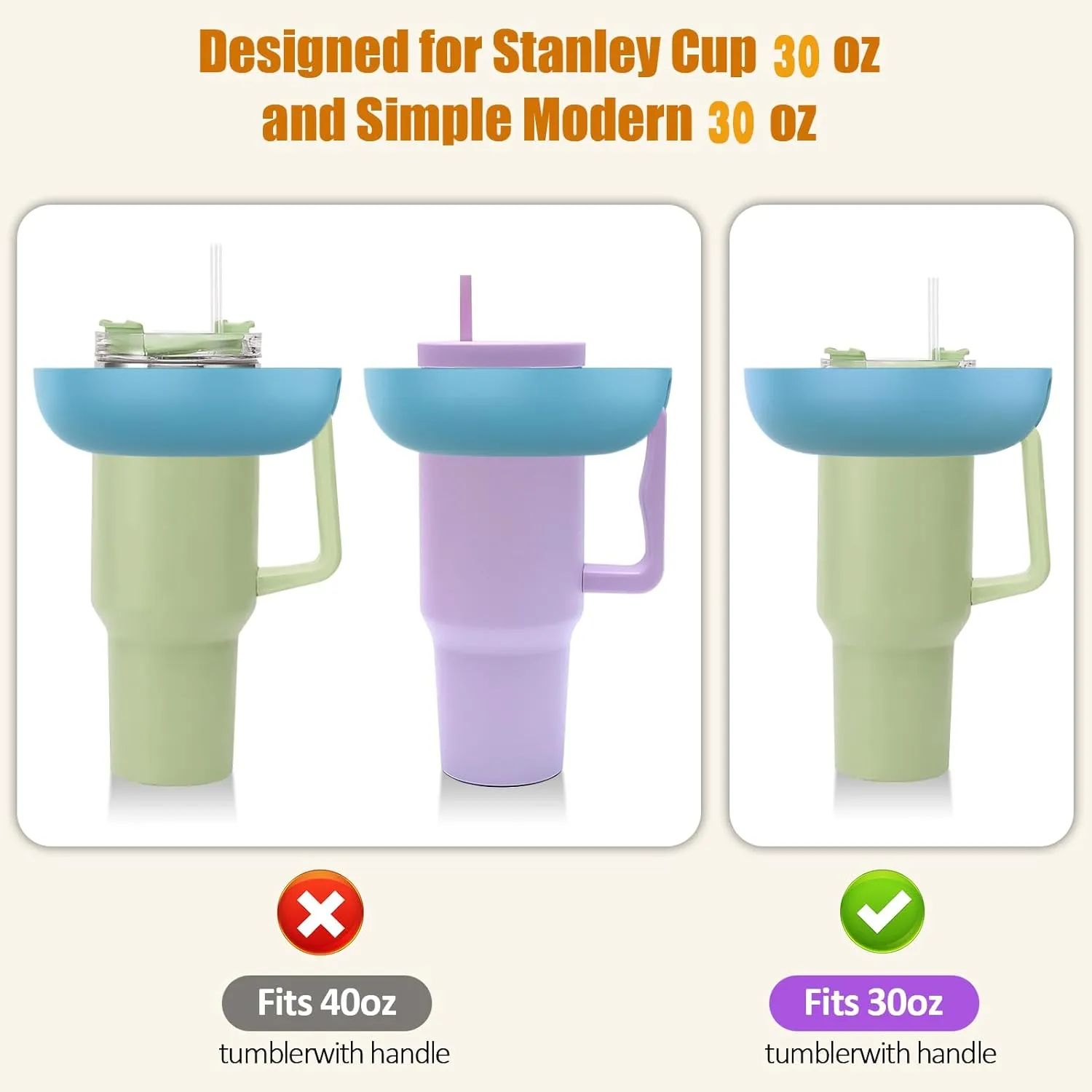 2025 Latest model Stanley Cup 30 oz Snack Bowl with Handle, Compatible with Stanley Cup40 oz with Handle, Stanley Accessories, Silicone (teal Snack Bowl)