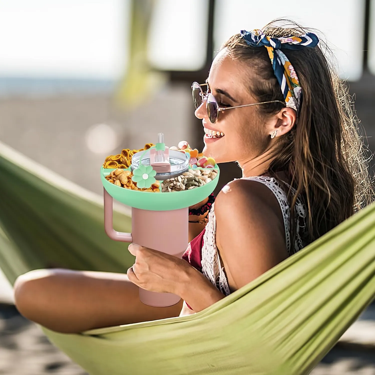 2025 Latest model Stanley Cup 30 oz Snack Bowl with Handle, Compatible with Stanley Cup40 oz with Handle, Stanley Accessories, Silicone (teal Snack Bowl)
