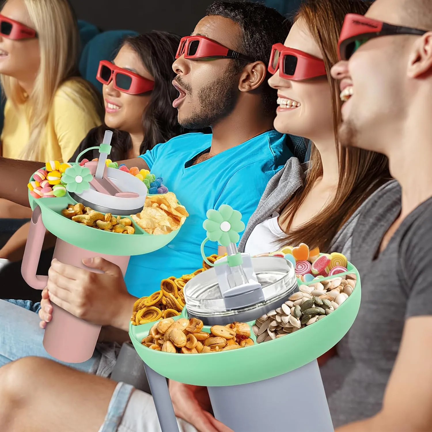 2025 Latest model Stanley Cup 30 oz Snack Bowl with Handle, Compatible with Stanley Cup40 oz with Handle, Stanley Accessories, Silicone (teal Snack Bowl)