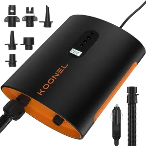 20PSI High Pressure Air Pump, Intelligent Dual Stage Inflation Paddle Board Pump, Auto-Off Function Sup Electric Pump, 12V DC Car Connector with 6 Gas Nozzles Accessories for Inflatable Boats