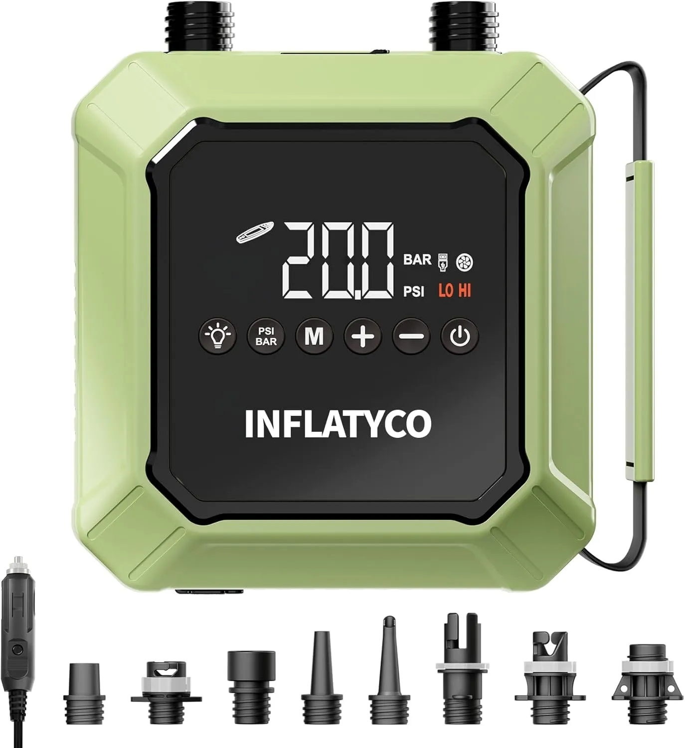 20PSI Paddle Board Pump Electric Portable Sup Air Pump-12V DC Car Plug Powered, Auto-Off, The Pilot Whale Mini Inflator & Deflator for Inflatable Paddleboard Kayak Boat Kite Mattress Tent