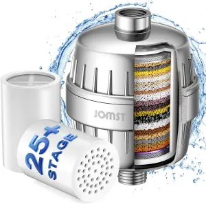 25 STAGE JOMST Shower Filter with Two Replacement - High Output - Shower Water Filtering - Improving Skin, Hair and Nails's condition - High Filtering Capacity for Chlorine - Kids and Pets Available.