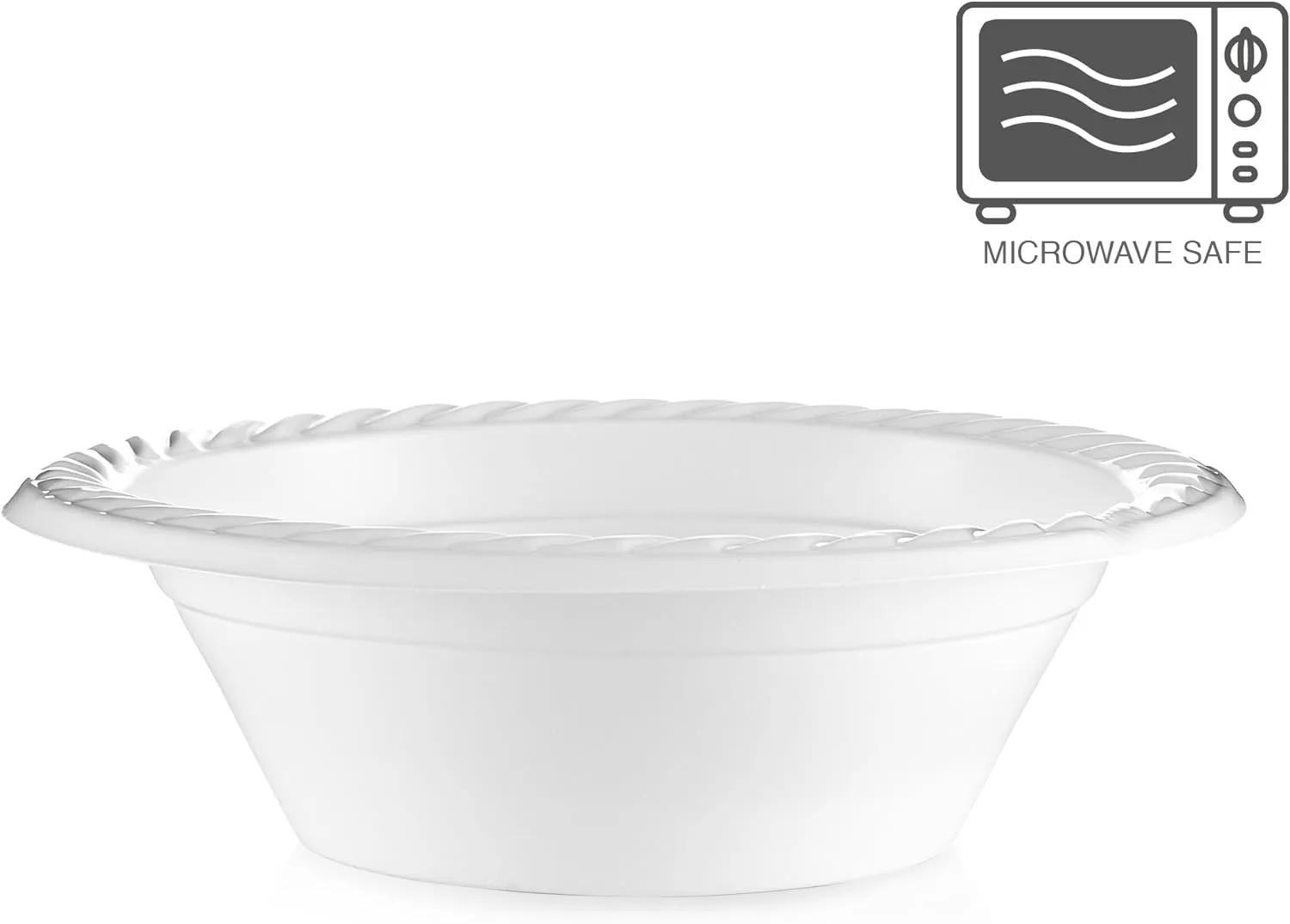 250 Pack – 12 Oz Disposable Plastic Soup Bowl Plates – Extremely Strong and Sturdy – Heat-Resistant and Soak-Proof - Does Not Melt or Cave in Microwave – Heavy Duty BPA-Free Plastic