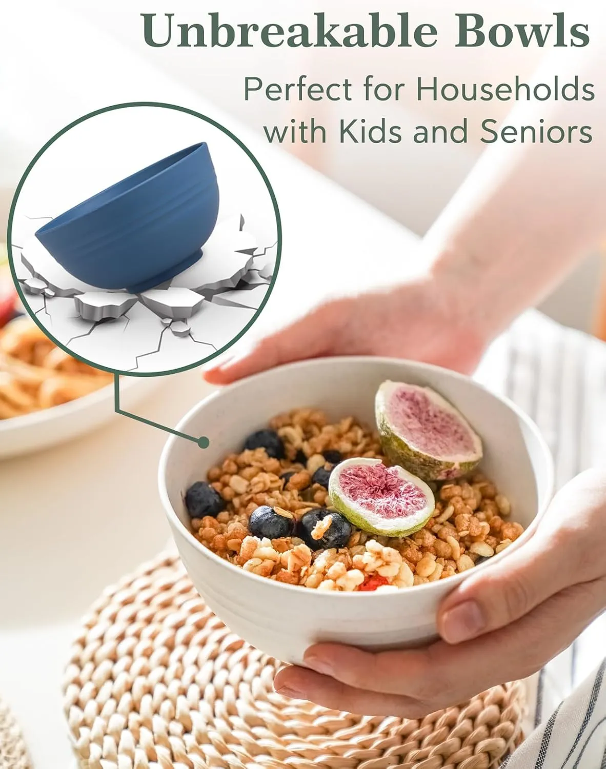 26 OZ Wheat Straw Reusable Cereal Bowls Set of 8, Microwavable Dishwasher Safe BPA Free Unbreakable Kitchen Bowls for Soup Snack Rice Salad - Multicolors