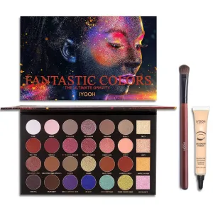 28 Colors Eyeshadow Palette with Primer, Ultra Pearly Diamond Glitter Highly Pigmented Makeup Set, Cream Metallic Shimmer Smooth Matte Professional